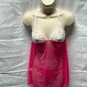 2pc white and pink lace lingerie